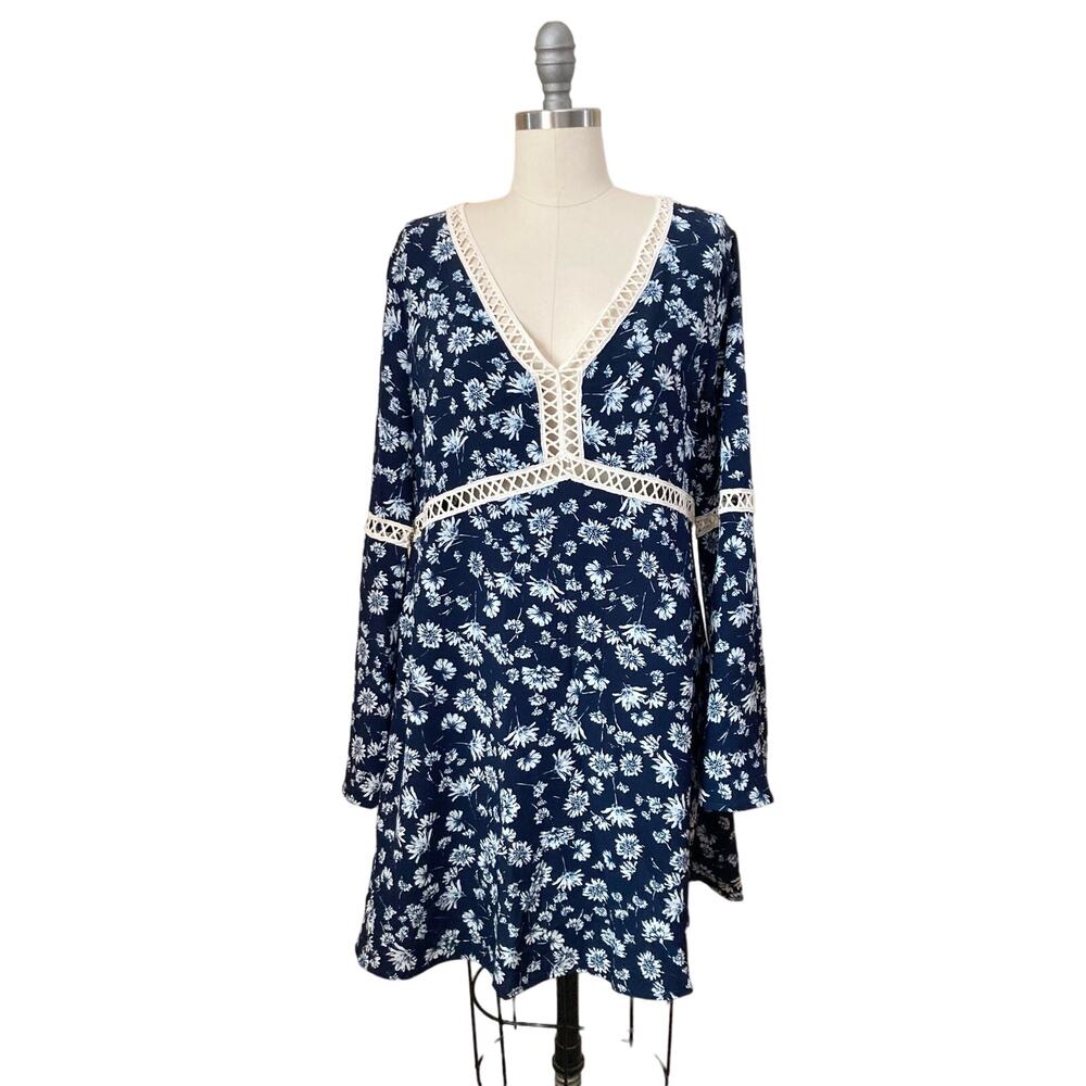 Entro Women's Tunic Dress Size M Dark Navy Blue Ladder